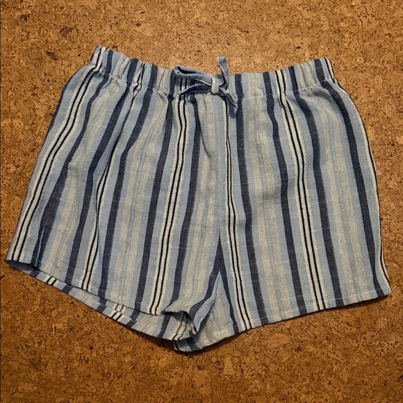 SHEIN Pants - SHEIN Blue Striped High Waist Shorts